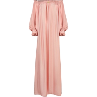 【折扣】SLEEPER女士露肩褶饰缎面斜纹布超长连衣裙