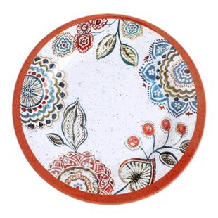 民族风密胺碟子创意菜盘子水果盘8寸塑料点心凉菜碟商用波米西亚