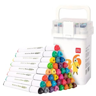 得力马克笔食品级水性双头丙烯水彩笔软头儿童画笔幼儿园小学生美术专用掌握画画笔