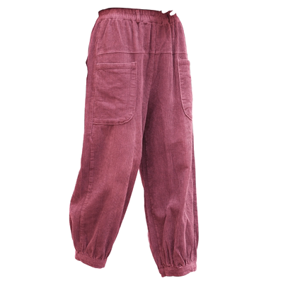 高腰直筒灯芯绒九分裤