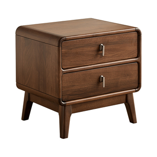 yamoo北美黑胡桃木床头柜全实木收纳柜家用卧室抽屉储物床边柜