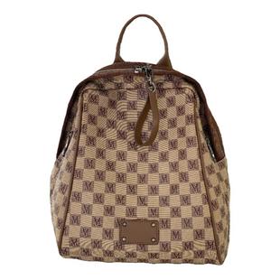 双肩包女2025新款感真皮牛皮格纹大容量书包轻便旅游出行女士背包