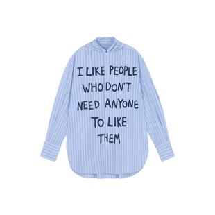 夫胜宽同款BJHG不计后果夏日条纹衬衫男女款美式复古长袖情侣衬衣