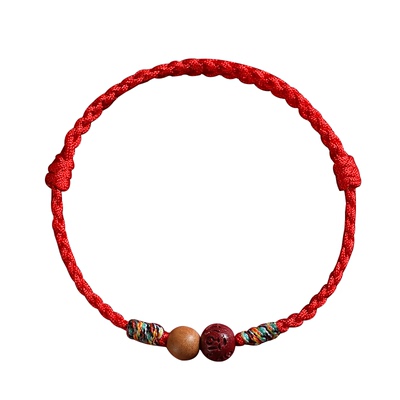 2026马年本命年红绳手链女天然朱砂桃木红手绳太岁编织绳礼物属马