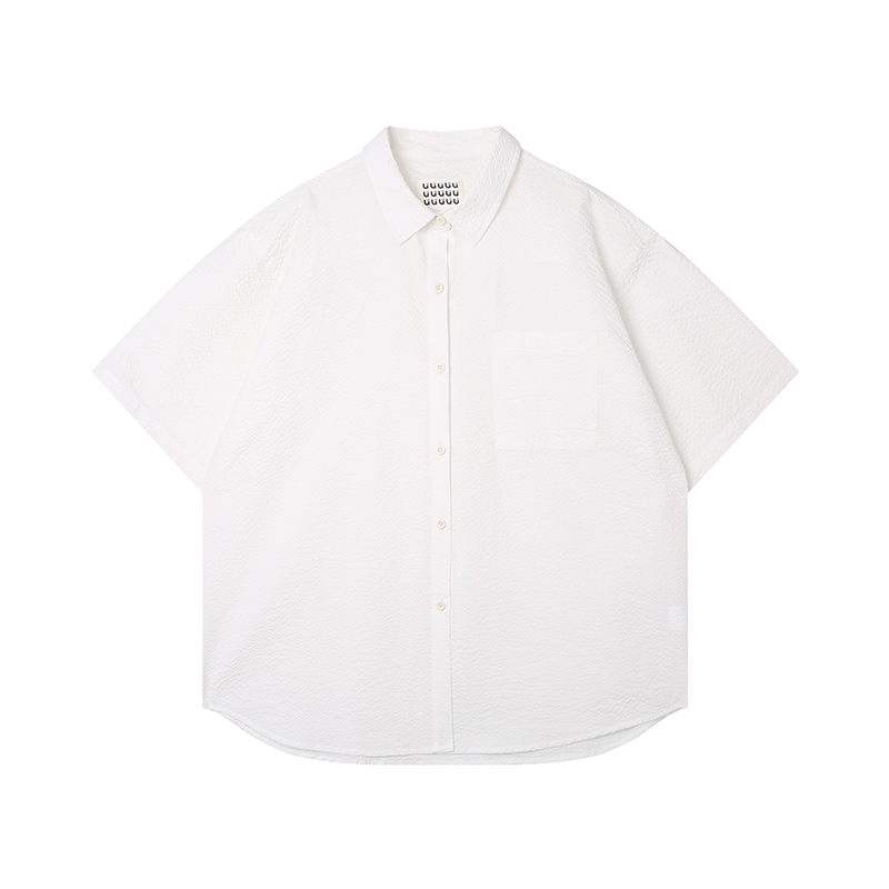 UNRETRO法式泡泡格蝴蝶结设计感衬衫女学生夏季休闲白色短袖衬衣