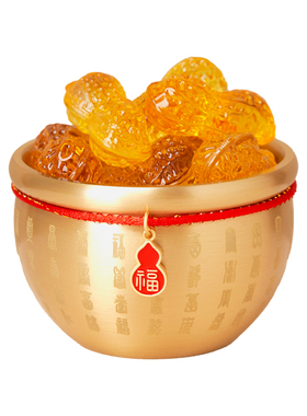 逅里 《聚百福》黄铜聚宝盆 乔迁新家玄关布置摆件 开业高档礼物