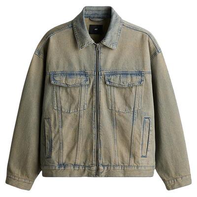 HM男装夹克春季时尚休闲宽松版型工装牛仔外套1262273