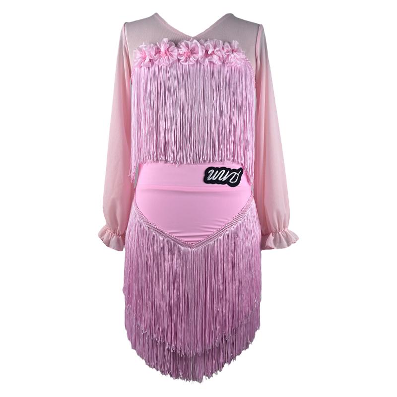 舞姿新款粉色拉丁舞服女童