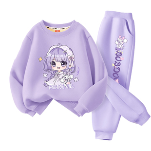 巴布豆女童冬装套装2026新款洋气时髦女孩衣服儿童卫衣加绒运动服