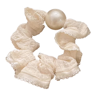 韩系花边珍珠小肠发圈女扎头发饰简约气质百搭头饰高级感2025新款