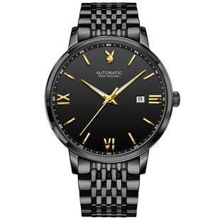 正品花花公子男士手表机械表全自动夜光防水简约腕表品牌新款男表