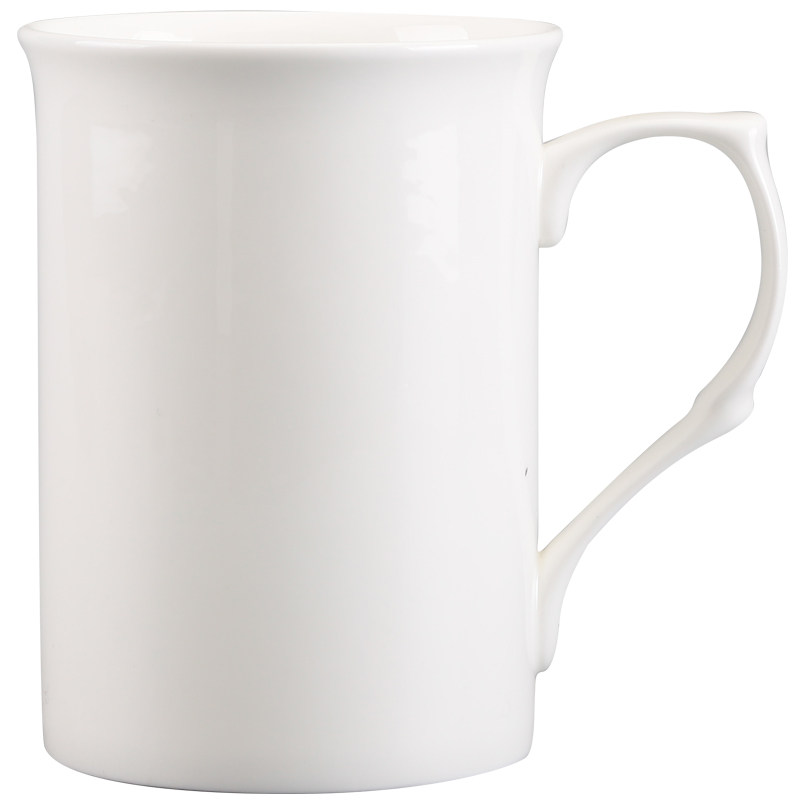 骨瓷马克杯纯色mug精致杯子轻奢商用纯白色素胎中式单杯奶杯客房