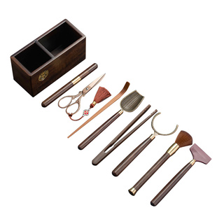 茶皇子茶道六君子套装高档泡茶工具黑檀茶具配件大全功夫茶夹杯叉