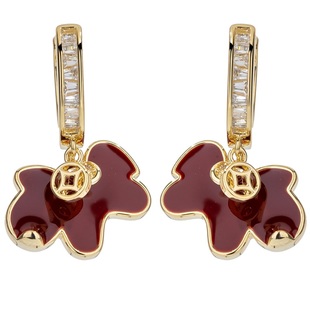 马上有钱耳坠耳圈耳饰女耳环2025新爆款高级感耳扣红色马年耳钉