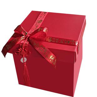 礼字红色中式礼品盒新年礼盒包装盒节日礼物盒包装盒流苏装饰纸盒
