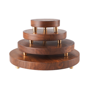 北美黑胡桃木圆形底座 佛像座底鱼缸茶具工艺品展示实木圆形底座