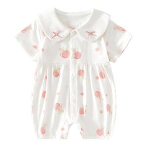 婴儿衣服新生夏季薄款纯棉短袖连体衣女宝宝夏装公主甜美可爱哈衣