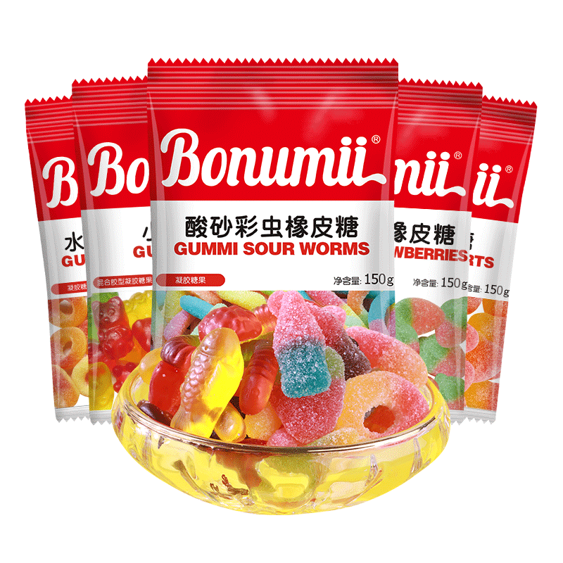 明星同款酸砂彩虫软糖黑莓小熊