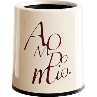 垃圾桶家用2025客厅轻奢红色高档高颜值纸桶可移动办公室卧室纸篓