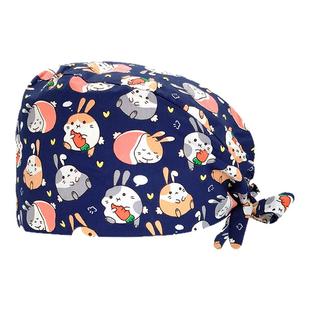 纯棉男女印花手术帽吸汗防尘宠物医院口腔牙科手术室花帽薄款透气