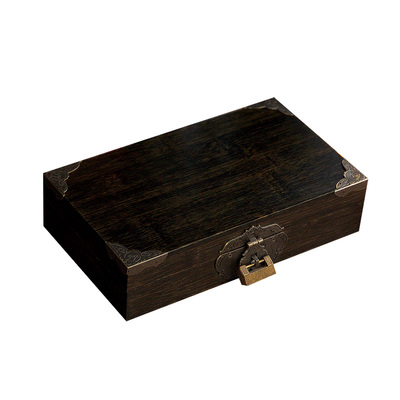 竹制复古带锁实木木质长方形竹木