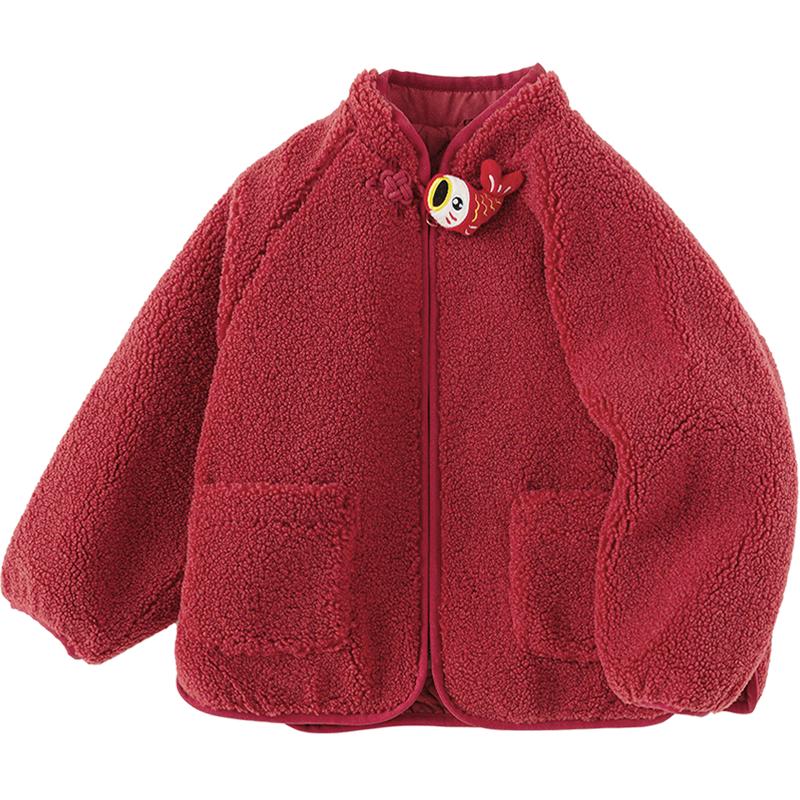 巴拉巴拉儿童加厚新年款棉服红色