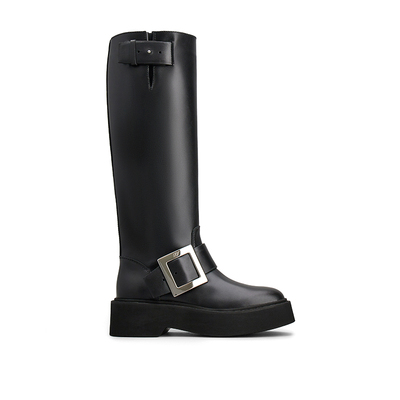 【新年礼物】Roger Vivier/RV女鞋Viv Rangers金属扣皮革机车长靴