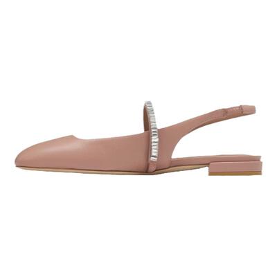 水晶系带夏季新款露后跟平底单鞋