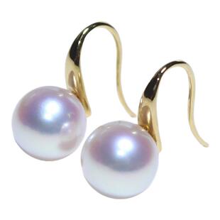 天然海水AKOYA珍珠耳环耳钩18K黄金耳饰正圆无瑕极强光高根鞋