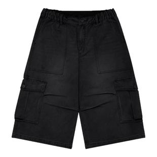 BODYDREAM水洗做旧牛仔短裤男裤夏季宽松休闲阔腿工装七分裤