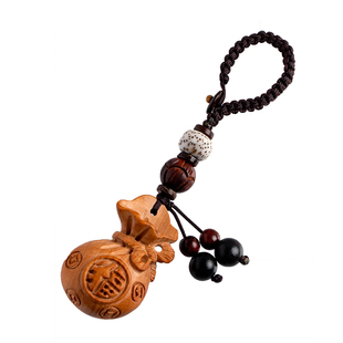 颜韵桃木汽车男女钥匙扣挂饰腰挂招财平安【桃木福袋钥匙挂件】