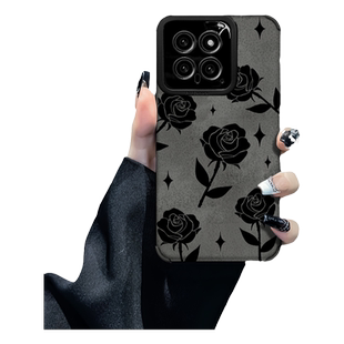 适用于小米14手机壳小米14pro保护套小米13质感小米12简约小米11翻毛皮不顶膜镜头全包新款深邃玫瑰柳叶女款