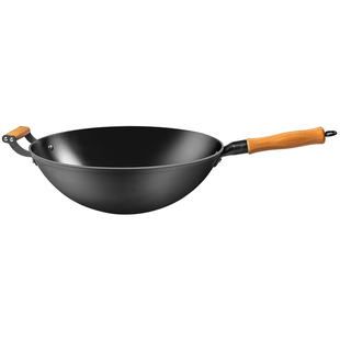 凌巧老式铸铁炒锅家用炒菜锅圆平底无涂层电磁炉专用煤气灶生铁锅