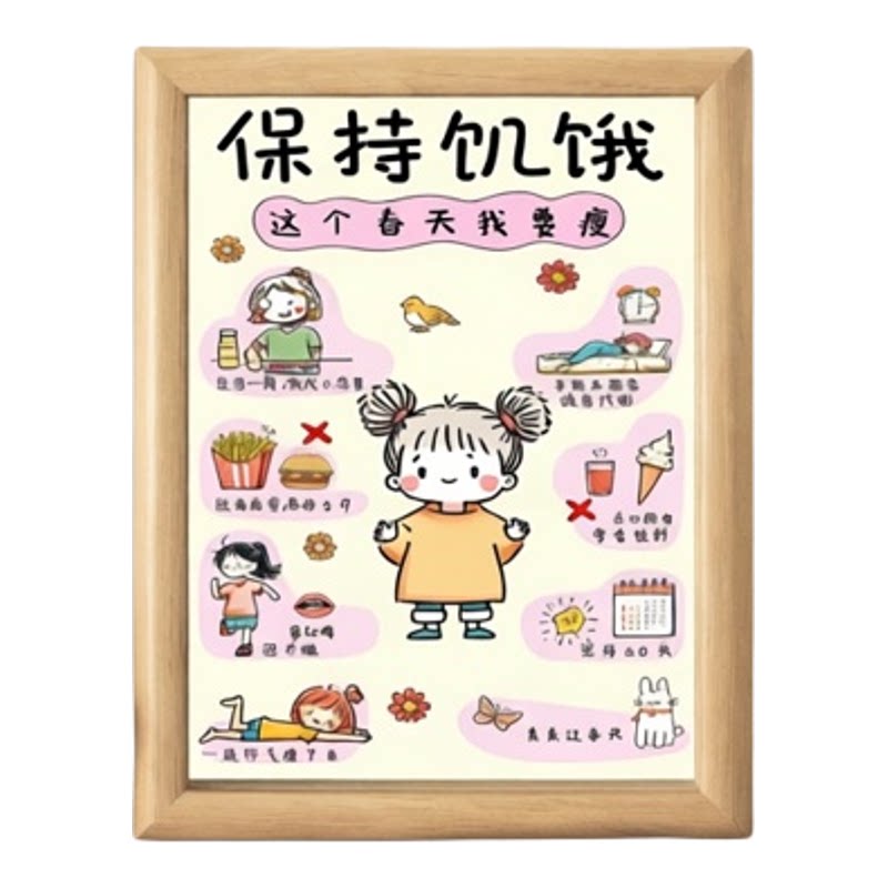 保持饥饿减肥励志木质摆台相框