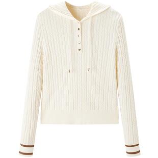 太平鸟女针织衫时尚百搭宽松休闲连帽套头衫A1EEE1426