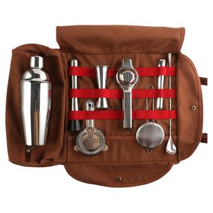 新款不锈钢鸡尾酒调酒器收纳包套装户外便捷调酒工具调酒师工具包