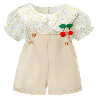 超漂亮女宝衣服套装背带裤夏季