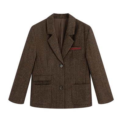 haiku 特种刺绣小廓形复古羊毛肌理感杂点西装