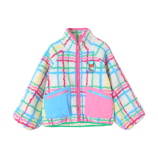 女童夹棉外套秋冬新款儿童加厚保暖羊羔绒上衣大童摇粒绒棉服童装