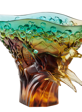 琉园琉璃装饰中式客厅鹿摆件礼品