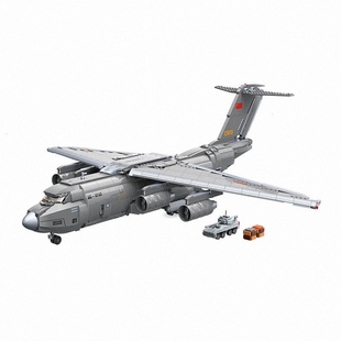 运20大型运输机飞机积木主战坦克拼插军事模型歼20战斗机拼装玩具