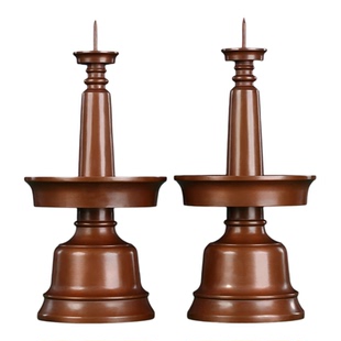 紫铜《烛台》一对摆件家用祠堂供奉用品蜡烛台佛前供灯摆放