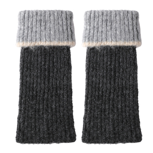 冬季袜套女羊毛保暖加厚翻边撞色小腿套美拉德巴恩风咖色堆堆袜子