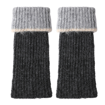 冬季袜套女羊毛保暖加厚翻边撞色小腿套美拉德巴恩风咖色堆堆袜子