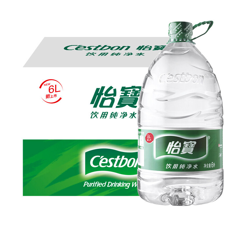 怡宝纯净水6L*3桶装整箱家庭饮机饮用办公室大保湿器