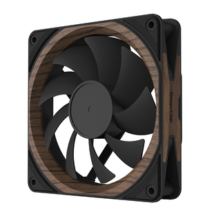 鑫谷甄木-12CM机箱散热风扇无光PWM智能温控木质感散热器