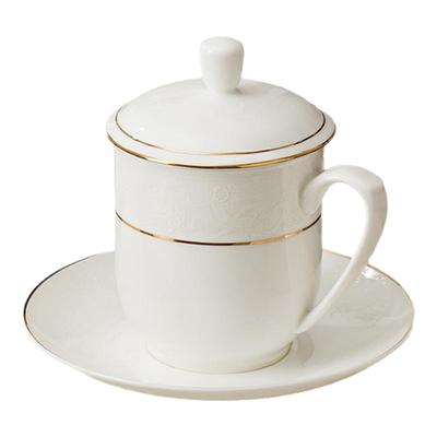 华光国瓷 景瓷景德镇骨瓷茶杯盖杯泡茶杯新中式喝水杯子会客杯碟