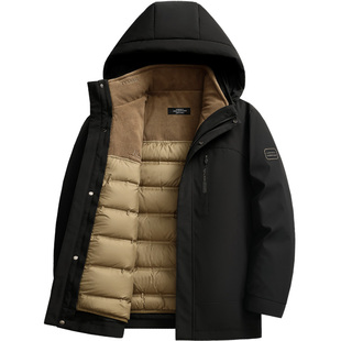 雪中飞羽绒服男款连帽摇粒绒内胆可脱卸三合一冬季鸭绒袄2025新款