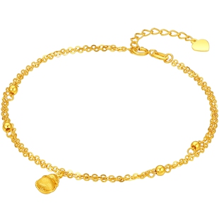 六桂福珠宝18K金耳环简约几何U形圆环新款黄耳饰情人节礼物情人节