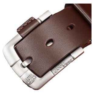 JEEP SPIRIT头层纯牛皮皮带男士真皮腰带针扣男裤带休闲韩版吉普2